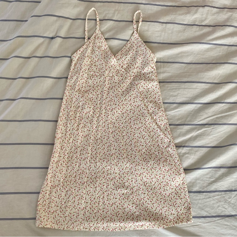 Amara wrap dress spaghetti strap floral pattern